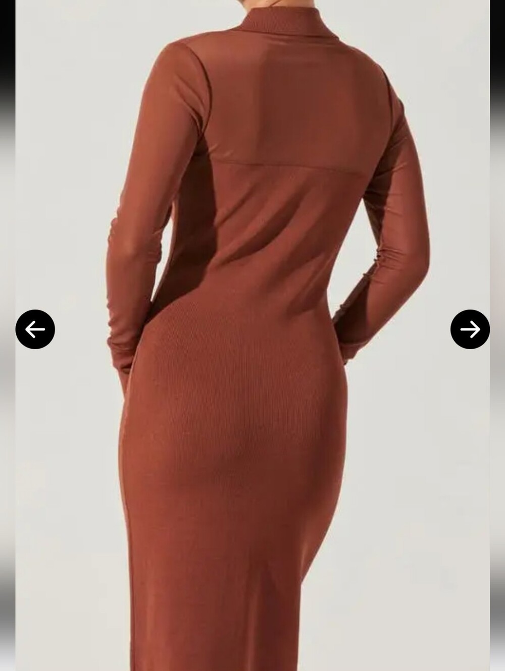 Astr Rust-Brown Long Sleeve Collared Midi Dress - Picture 4 of 9